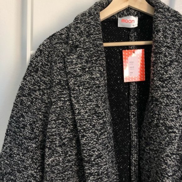 NWT Nasty Gal Charcoal Oversized Wool Knit Coat - Picture 6 of 6